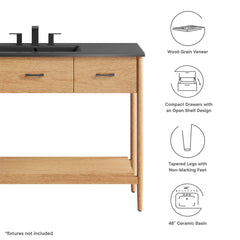 Zaire Natural/Black 48" Single Sink Bathroom Vanity - Ornate Home