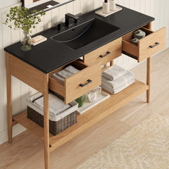 Zaire Natural/Black 48" Single Sink Bathroom Vanity - Ornate Home