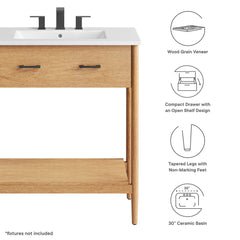 Zaire Natural/White 30" Bathroom Vanity - Ornate Home