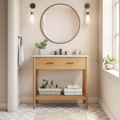 Zaire Natural/White 36" Bathroom Vanity - Ornate Home