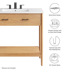 Zaire Natural/White 36" Bathroom Vanity - Ornate Home