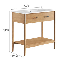 Zaire Natural/White 36" Bathroom Vanity - Ornate Home