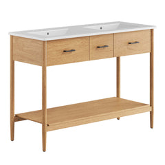 Zaire Natural/White 48" Double Sink Bathroom Vanity - Ornate Home