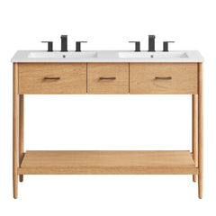 Zaire Natural/White 48" Double Sink Bathroom Vanity - Ornate Home