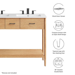 Zaire Natural/White 48" Double Sink Bathroom Vanity - Ornate Home