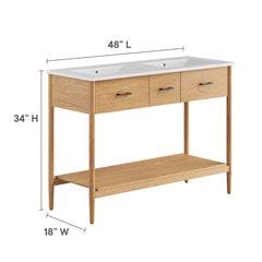 Zaire Natural/White 48" Double Sink Bathroom Vanity - Ornate Home