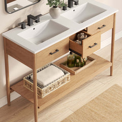 Zaire Natural/White 48" Double Sink Bathroom Vanity - Ornate Home