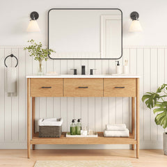 Zaire Natural/White 48" Single Sink Bathroom Vanity - Ornate Home
