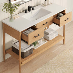 Zaire Natural/White 48" Single Sink Bathroom Vanity - Ornate Home