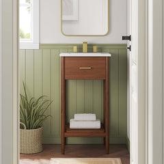 Zaire Walnut 18" Bathroom Vanity Cabinet (Sink Basin Not Included) - Ornate Home