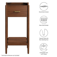 Zaire Walnut 18" Bathroom Vanity Cabinet (Sink Basin Not Included) - Ornate Home