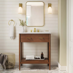 Zaire Walnut 30" Bathroom Vanity Cabinet (Sink Basin Not Included) - Ornate Home