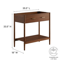 Zaire Walnut 36" Bathroom Vanity Cabinet (Sink Basin Not Included) - Ornate Home