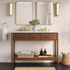 Zaire Walnut 48" Double Sink Compatible Bathroom Vanity Cabinet (Sink Basin Not Included) - Ornate Home