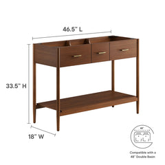 Zaire Walnut 48" Double Sink Compatible Bathroom Vanity Cabinet (Sink Basin Not Included) - Ornate Home