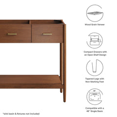 Zaire Walnut 48" Single Sink Compatible Bathroom Vanity Cabinet (Sink Basin Not Included) - Ornate Home
