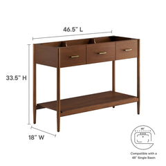Zaire Walnut 48" Single Sink Compatible Bathroom Vanity Cabinet (Sink Basin Not Included) - Ornate Home