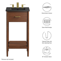 Zaire Walnut/Black 18" Bathroom Vanity - Ornate Home
