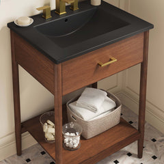 Zaire Walnut/Black 24" Bathroom Vanity - Ornate Home