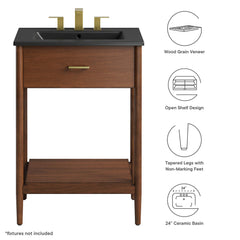 Zaire Walnut/Black 24" Bathroom Vanity - Ornate Home