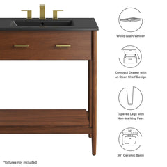 Zaire Walnut/Black 30" Bathroom Vanity - Ornate Home