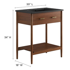 Zaire Walnut/Black 30" Bathroom Vanity - Ornate Home
