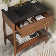Zaire Walnut/Black 30" Bathroom Vanity - Ornate Home