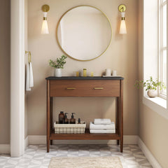 Zaire Walnut/Black 36" Bathroom Vanity - Ornate Home