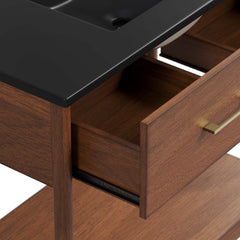 Zaire Walnut/Black 36" Bathroom Vanity - Ornate Home