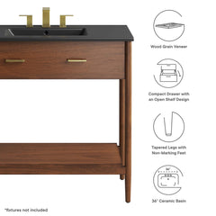Zaire Walnut/Black 36" Bathroom Vanity - Ornate Home