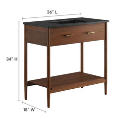 Zaire Walnut/Black 36" Bathroom Vanity - Ornate Home