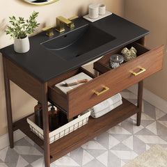 Zaire Walnut/Black 36" Bathroom Vanity - Ornate Home