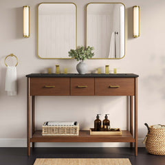 Zaire Walnut/Black 48" Double Sink Bathroom Vanity - Ornate Home