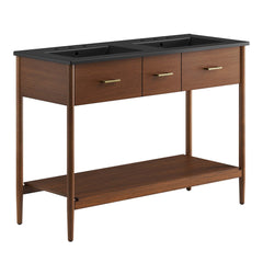 Zaire Walnut/Black 48" Double Sink Bathroom Vanity - Ornate Home