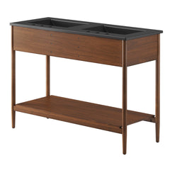 Zaire Walnut/Black 48" Double Sink Bathroom Vanity - Ornate Home