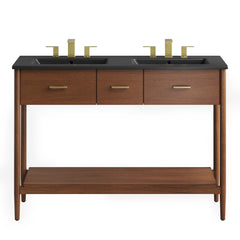 Zaire Walnut/Black 48" Double Sink Bathroom Vanity - Ornate Home