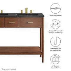 Zaire Walnut/Black 48" Double Sink Bathroom Vanity - Ornate Home