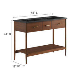 Zaire Walnut/Black 48" Double Sink Bathroom Vanity - Ornate Home