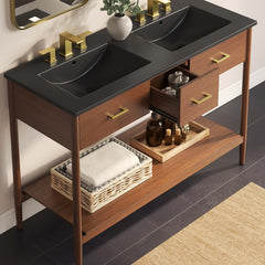 Zaire Walnut/Black 48" Double Sink Bathroom Vanity - Ornate Home