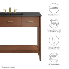 Zaire Walnut/Black 48" Single Sink Bathroom Vanity - Ornate Home