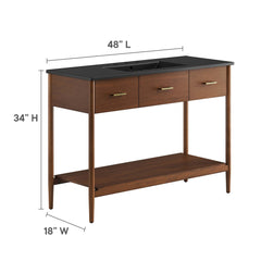 Zaire Walnut/Black 48" Single Sink Bathroom Vanity - Ornate Home