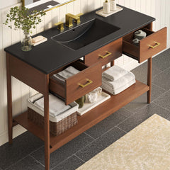 Zaire Walnut/Black 48" Single Sink Bathroom Vanity - Ornate Home
