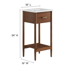 Zaire Walnut/White 18" Bathroom Vanity - Ornate Home