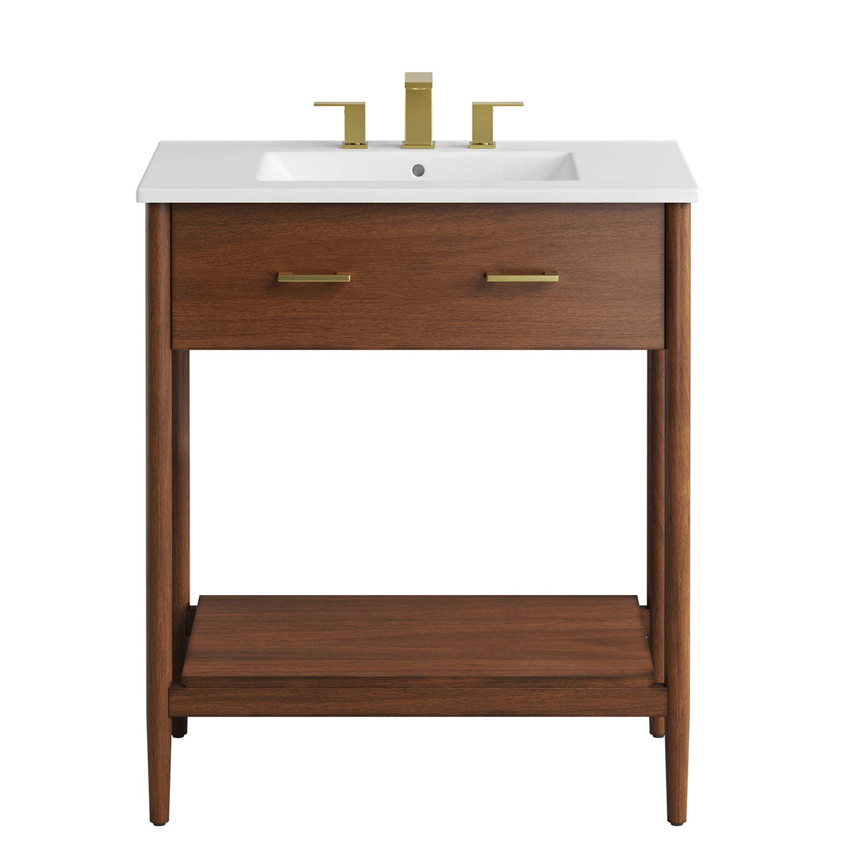 Zaire Walnut/White 30" Bathroom Vanity - Ornate Home