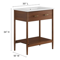 Zaire Walnut/White 30" Bathroom Vanity - Ornate Home