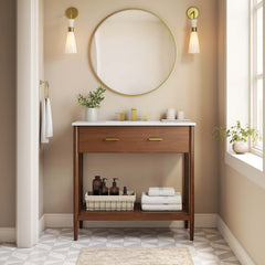 Zaire Walnut/White 36" Bathroom Vanity - Ornate Home