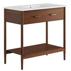 Zaire Walnut/White 36" Bathroom Vanity - Ornate Home