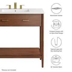 Zaire Walnut/White 36" Bathroom Vanity - Ornate Home
