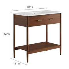 Zaire Walnut/White 36" Bathroom Vanity - Ornate Home