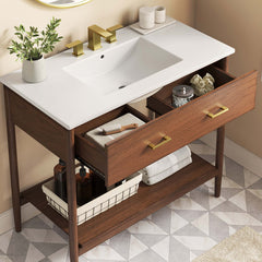 Zaire Walnut/White 36" Bathroom Vanity - Ornate Home